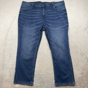 The Perfect Jeans NYC Mens 44x30 Blue Medium Wash Stretch Logo Athletic Fit